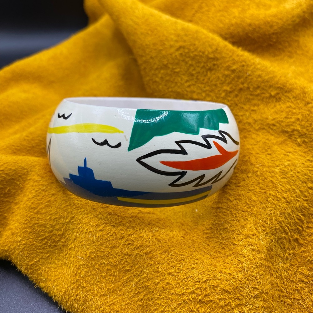 Vintage Painted Design Wood bangle